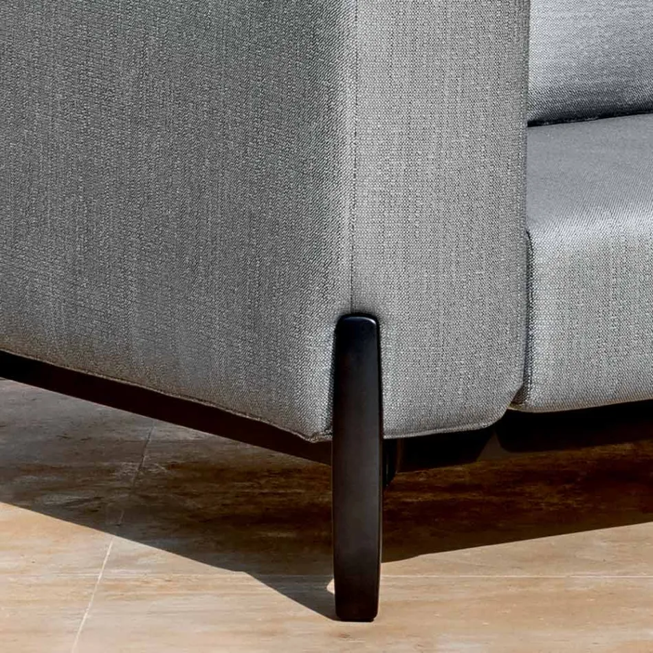 Sofá de exterior de 3 plazas en aluminio con puf y chaise longue - Filomena viadurini