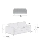 Sofá de salón de 3 plazas en cuero, madera y metal Made in Italy - Bizzarro viadurini