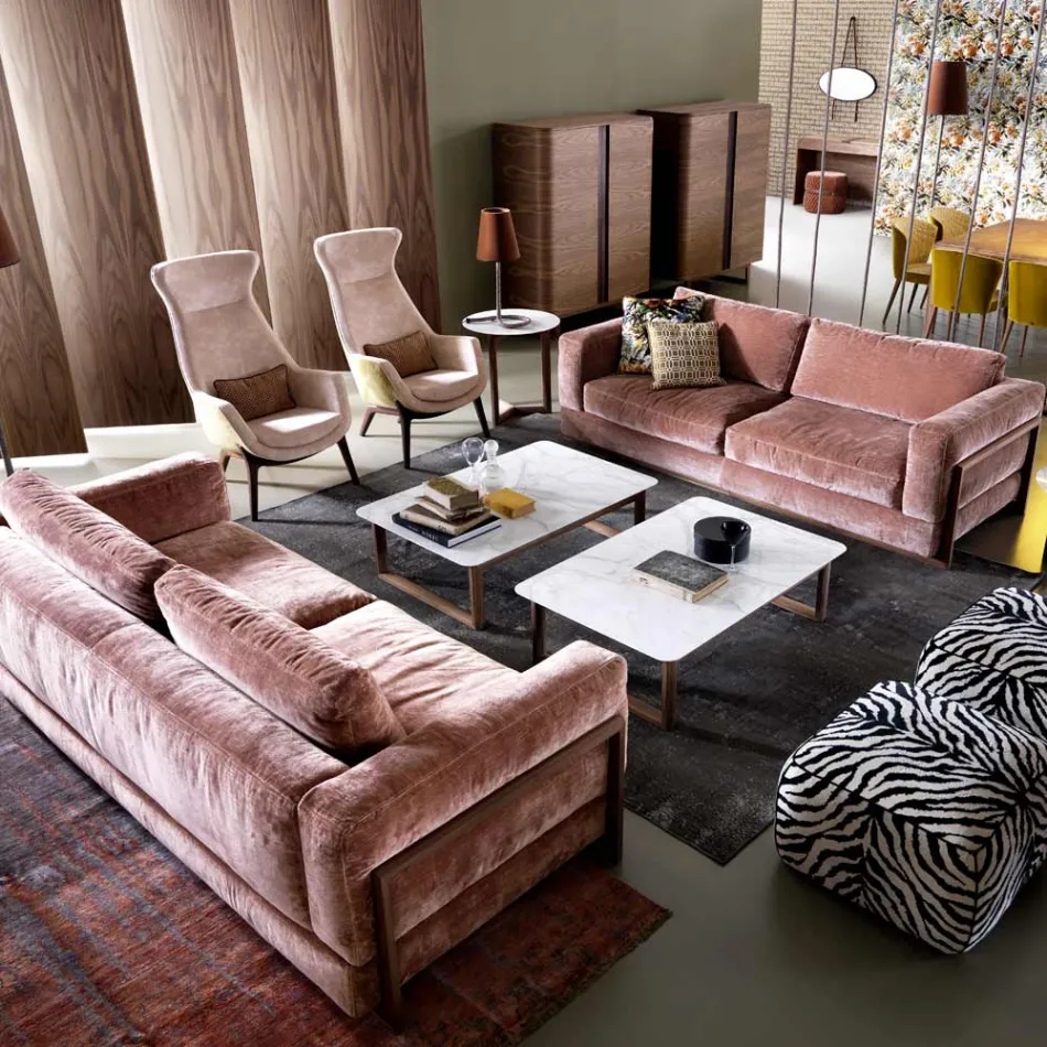 Sofá 3 plazas tapizado de diseño Grilli York hecho en Italia viadurini