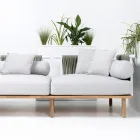 Sofá de 4 plazas en teca, tejido de cuerdas y cojines - Bellatrix viadurini