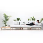 Sofá de 4 plazas en teca, tejido de cuerdas y cojines - Bellatrix viadurini