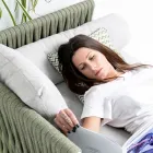 Sofá de 4 plazas en teca, tejido de cuerdas y cojines - Bellatrix viadurini