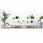 Sofá de 4 plazas en teca, tejido de cuerdas y cojines - Bellatrix viadurini