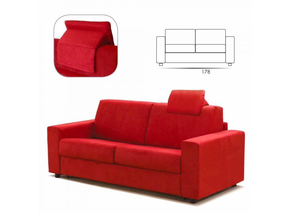2 plazas sofá maxi imitación moderna de cuero / tela hecha en Italia Mora viadurini