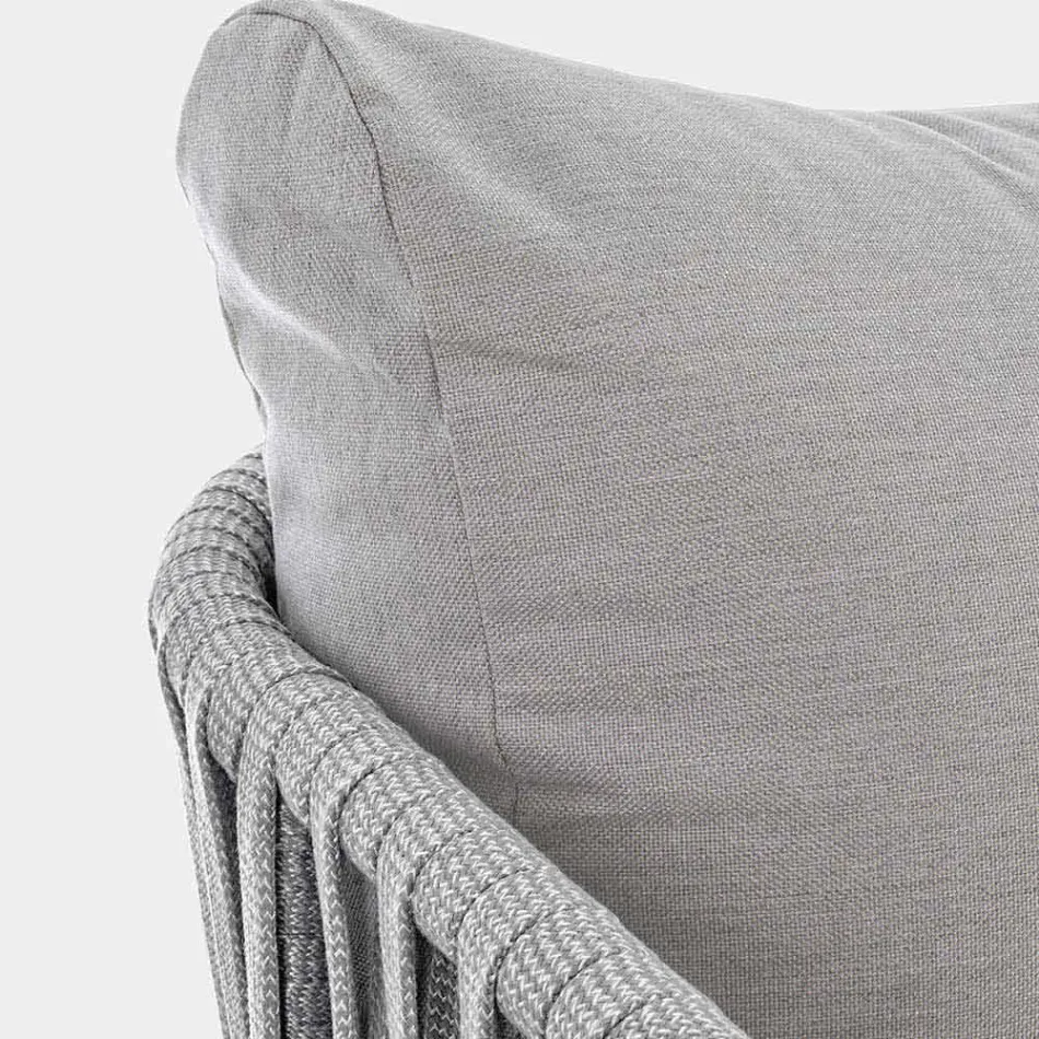 Homemotion - Sofá de exterior Rubio de diseño 3 plazas en blanco y gris viadurini