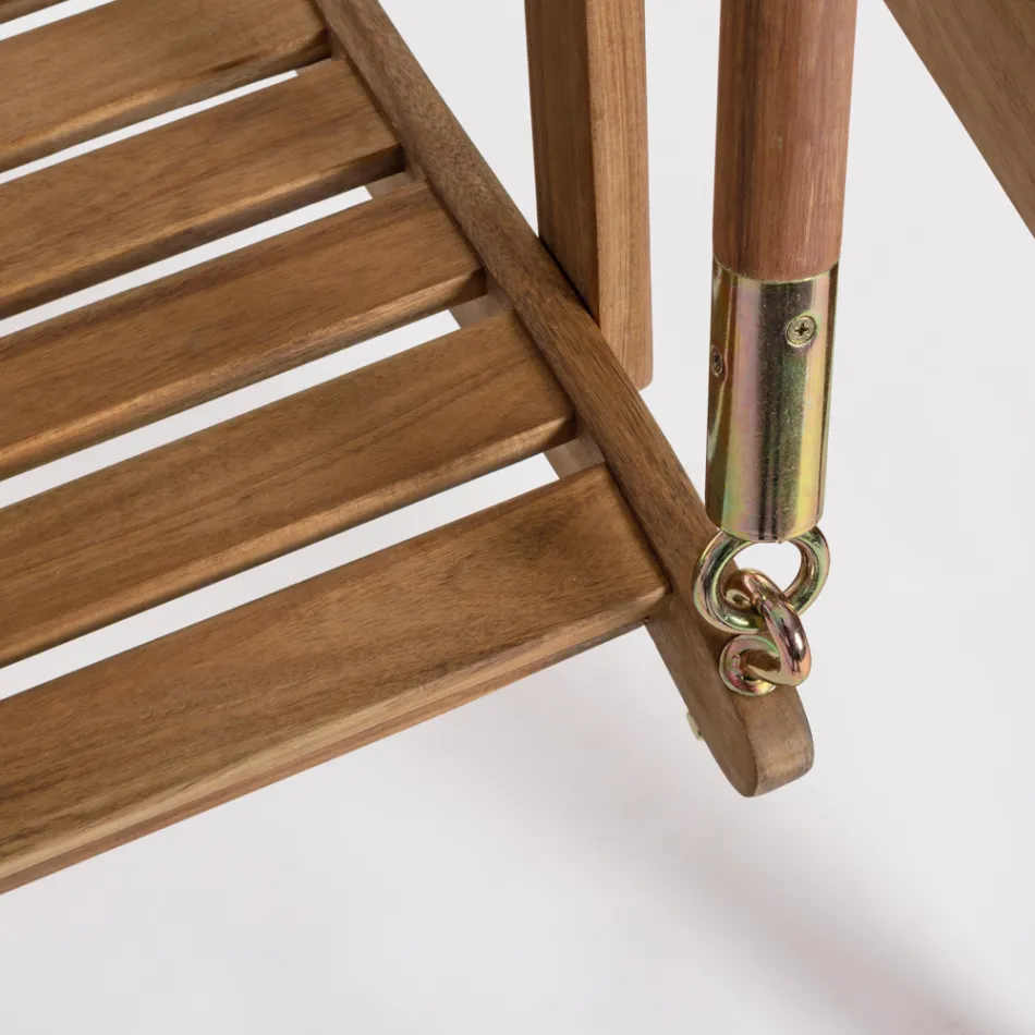 Sofá de jardín mecedora de 2 plazas en madera de acacia con lona blanca - Roxen viadurini