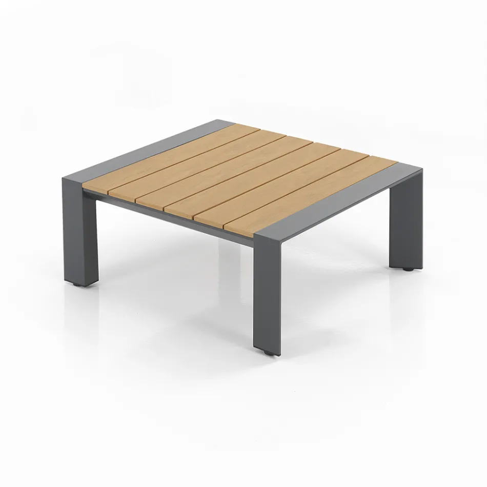 Sofá esquinero con mesa de centro para exterior e interior en aluminio - Mettre viadurini