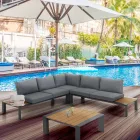 Sofá esquinero con mesa de centro para exterior e interior en aluminio - Mettre viadurini