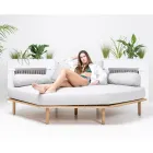 Sofá esquinero de jardín hexagonal en teca y cuerda - Bellatrix viadurini