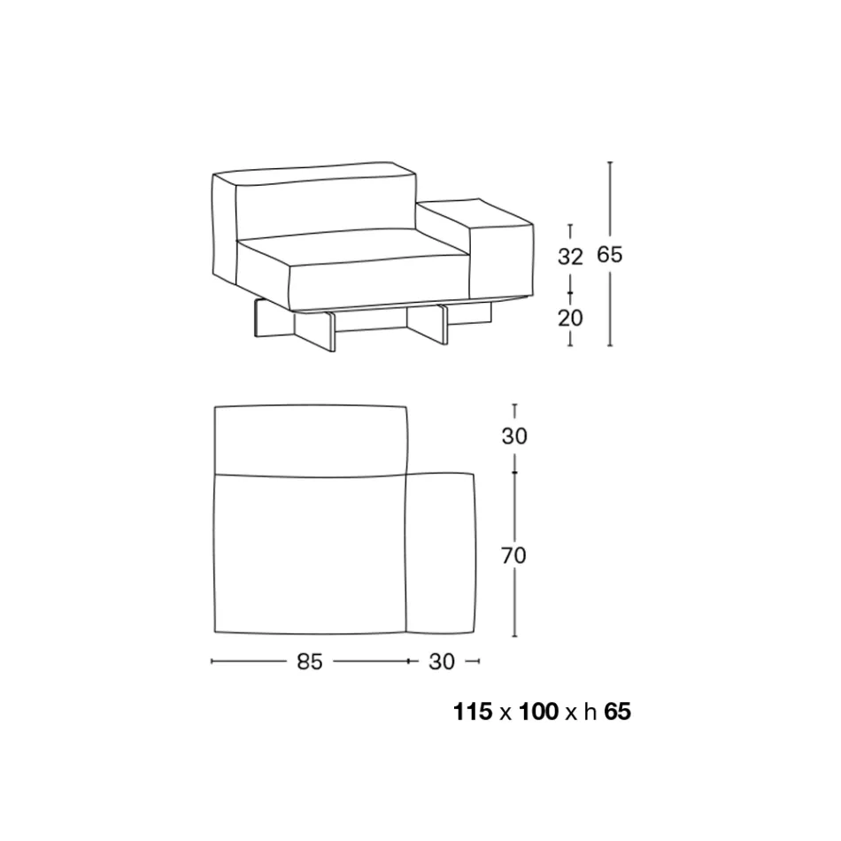 Sofá esquinero izquierdo con base de cristal extraclaro Made in Italy - Rory viadurini
