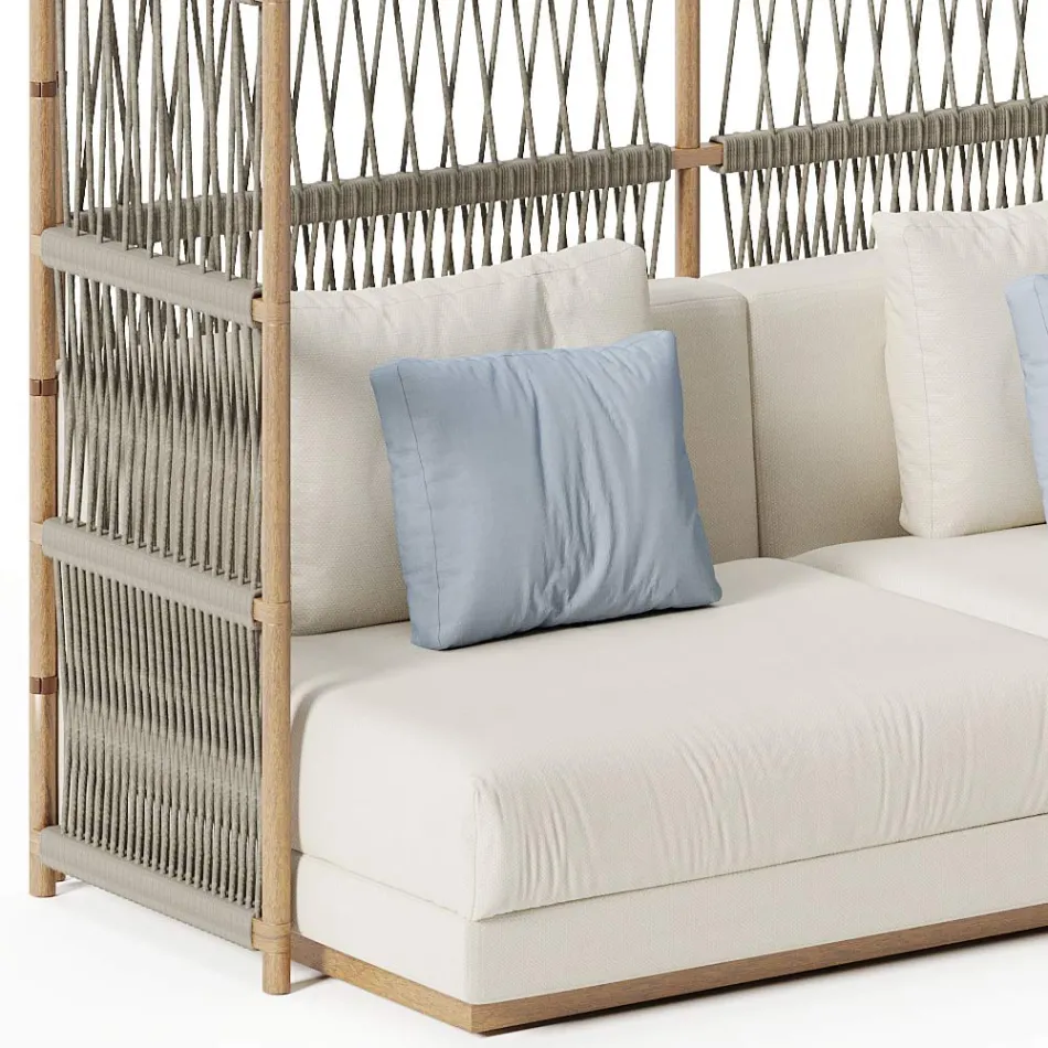 Sofá de jardín composable con estructura en forma de C en madera Made in Italy - Rubik viadurini