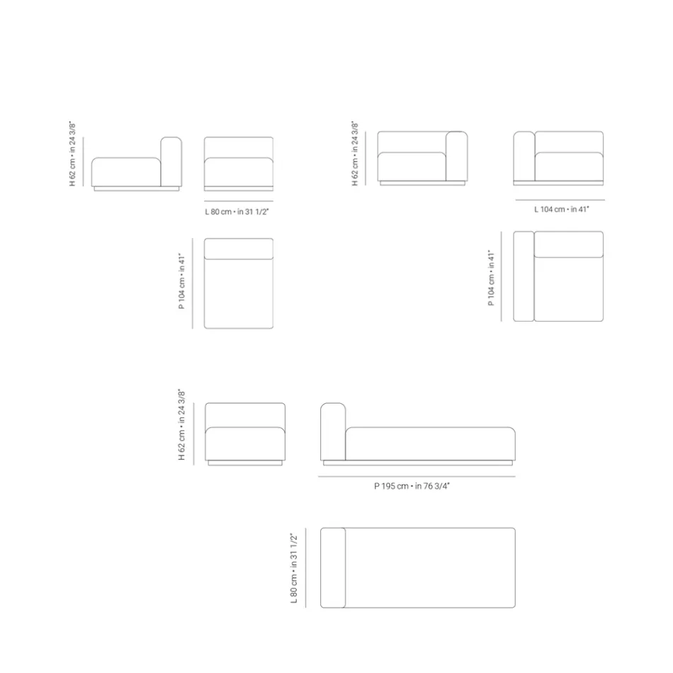Sofá de jardín modular en tela repelente al agua Made in Italy - Bahias viadurini
