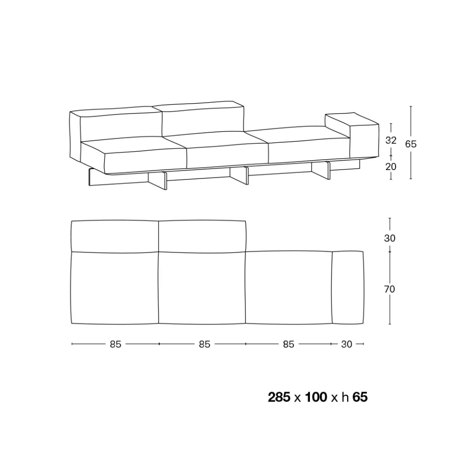 Sofá con Base de Cristal Extraclaro y Asiento de Tela Made in Italy - Rory viadurini