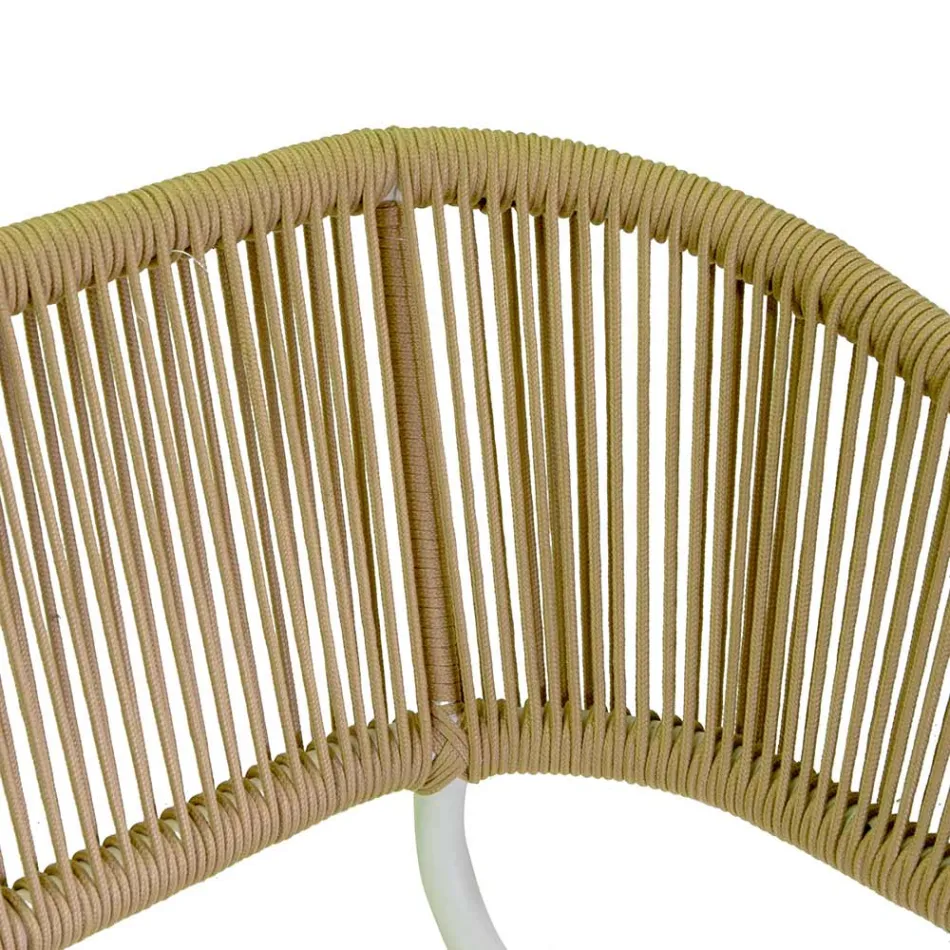 Sofá con sillones y mesa de centro de aluminio blanco para jardín - Tenda viadurini