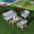 Sofá con sillones y mesa de centro de aluminio blanco para jardín - Tenda