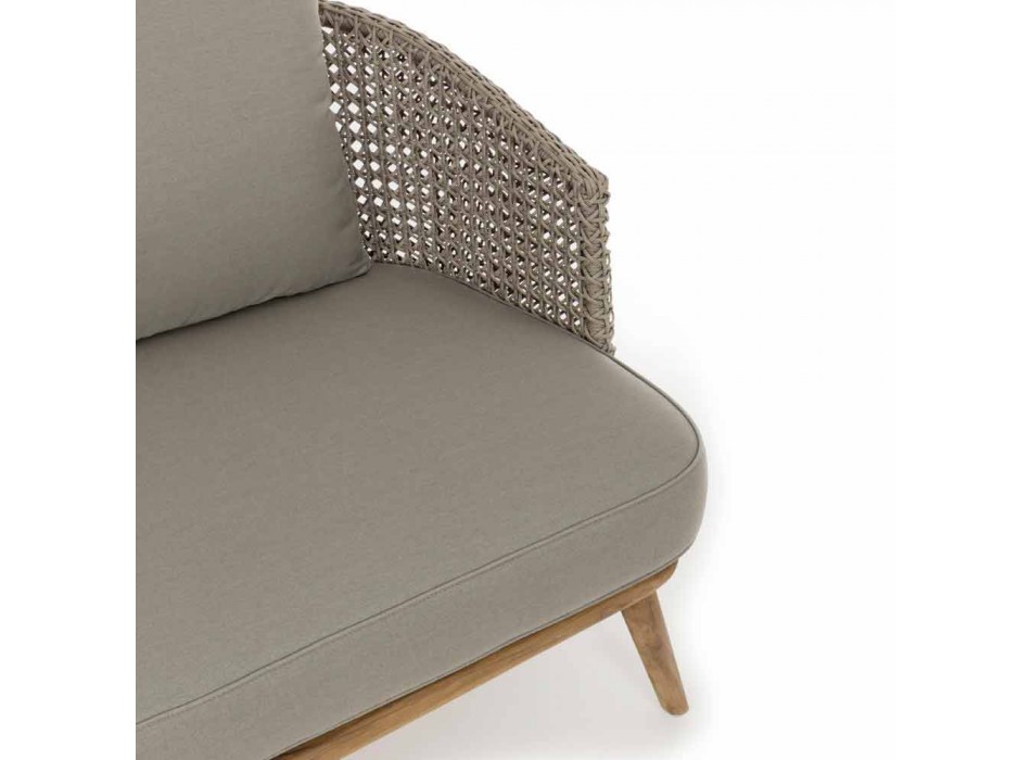Sofá de exterior de 2 o 3 asientos en madera y tela de color gris paloma Homemotion - Luana viadurini