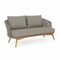 Sofá de exterior de 2 o 3 asientos en madera y tela de color gris paloma Homemotion - Luana