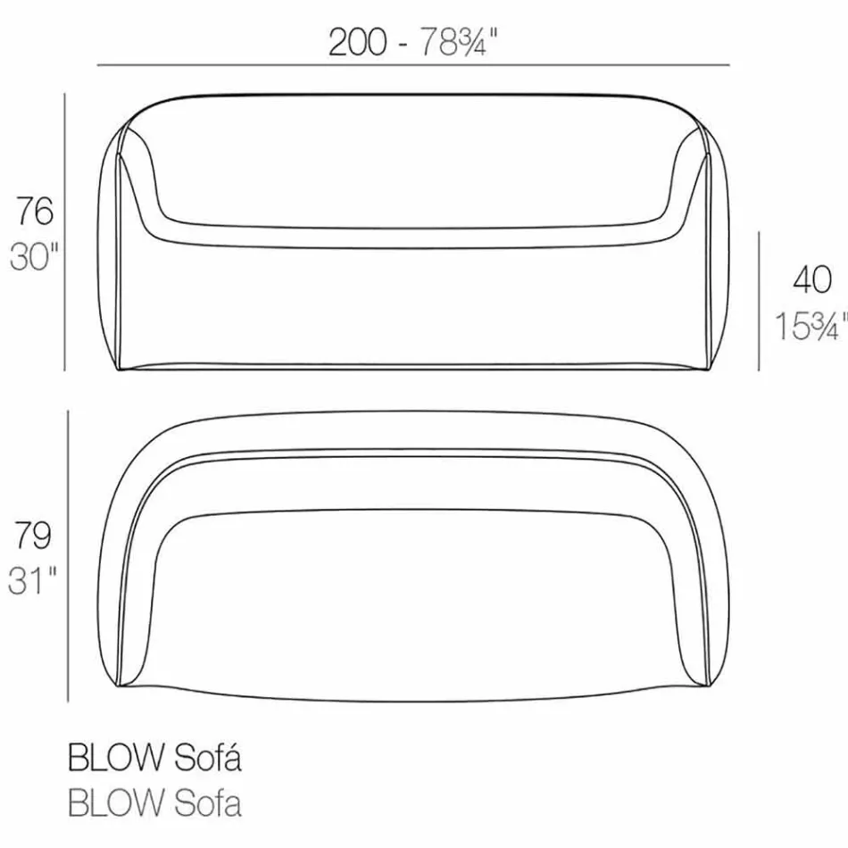 Sofá de exterior de diseño en resina de polietileno Blow by Vondom viadurini