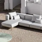 Sofá de Jardín 3 Plazas con Chaise Longue en Aluminio y Tela - Filomena viadurini