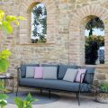 Cojines de sofá de jardín de 3 plazas incluidos en acero Made in Italy - Brienne