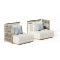 Sofá de jardín modular con estructura baja de madera Made in Italy - Rubik