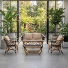 Sofá de jardín en ratán natural con cojines incluidos - Catelyn viadurini