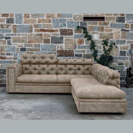 Sofá de interior con reposacabezas reclinable Made in Italy - Unleashed viadurini