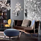 Sofá de diseño de lujo, 5 respaldos de madera maciza, fabricado en Italia, Manno viadurini