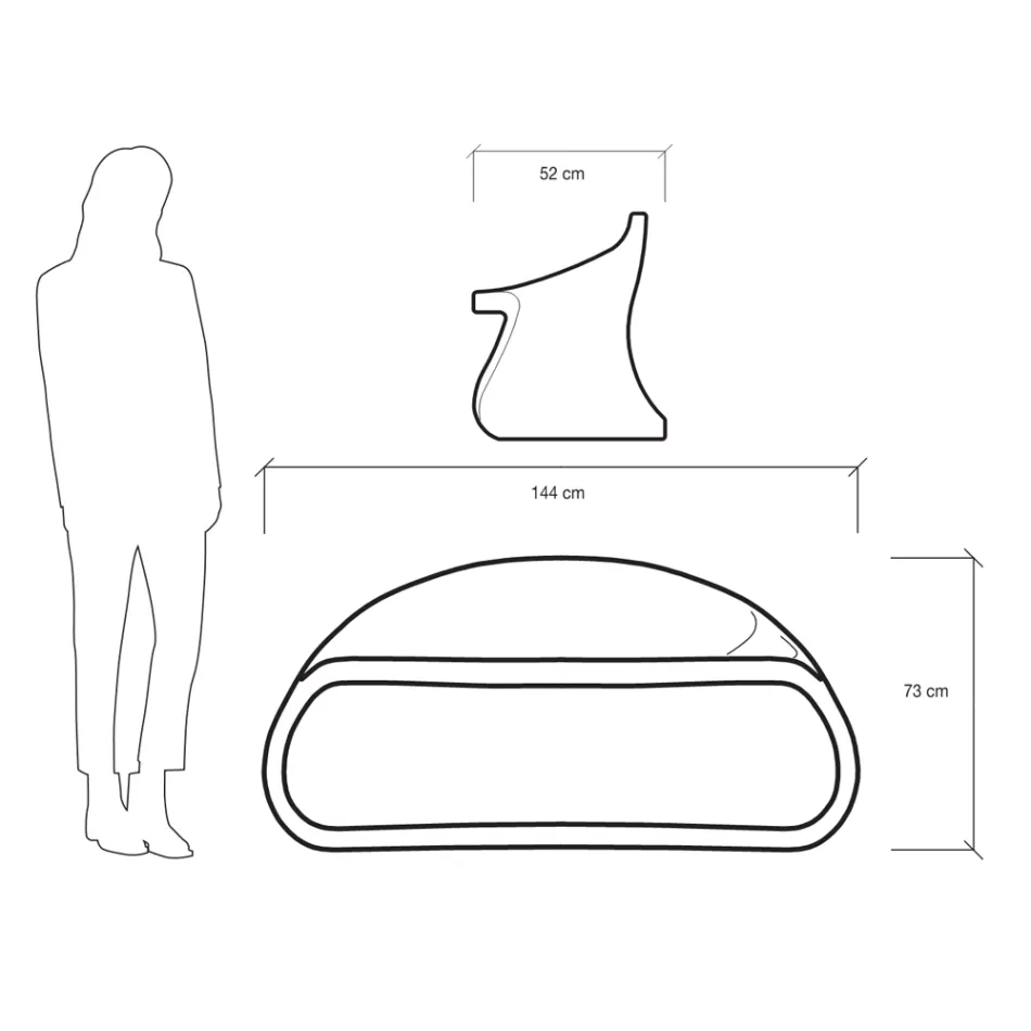 Sofá Dos Plazas Interior o Exterior en Polietileno Made in Italy - Dobles viadurini