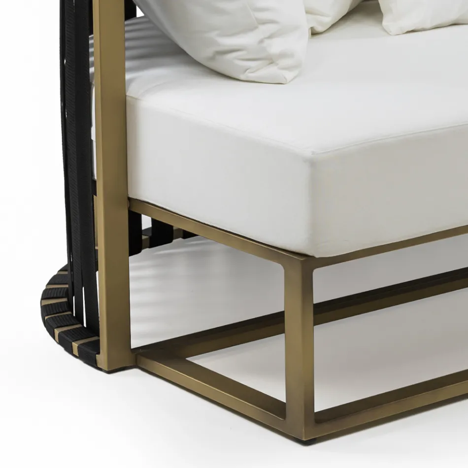 Sofá Exterior 2 Plazas en Aluminio con Cuerdas Diseño de Lujo 3 Acabados - Julie viadurini