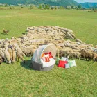 isla sofá de jardín relajante con Héctor hizo tejer a mano, de diseño moderno viadurini