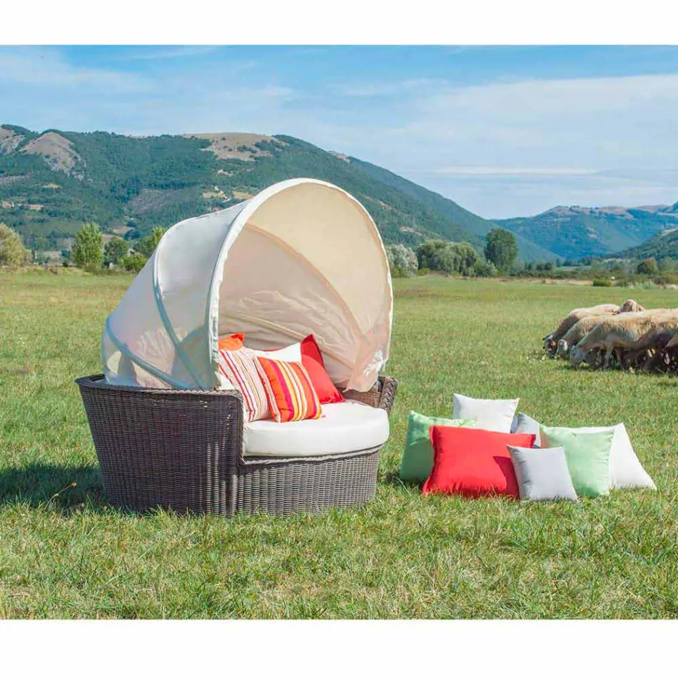 isla sofá de jardín relajante con Héctor hizo tejer a mano, de diseño moderno viadurini