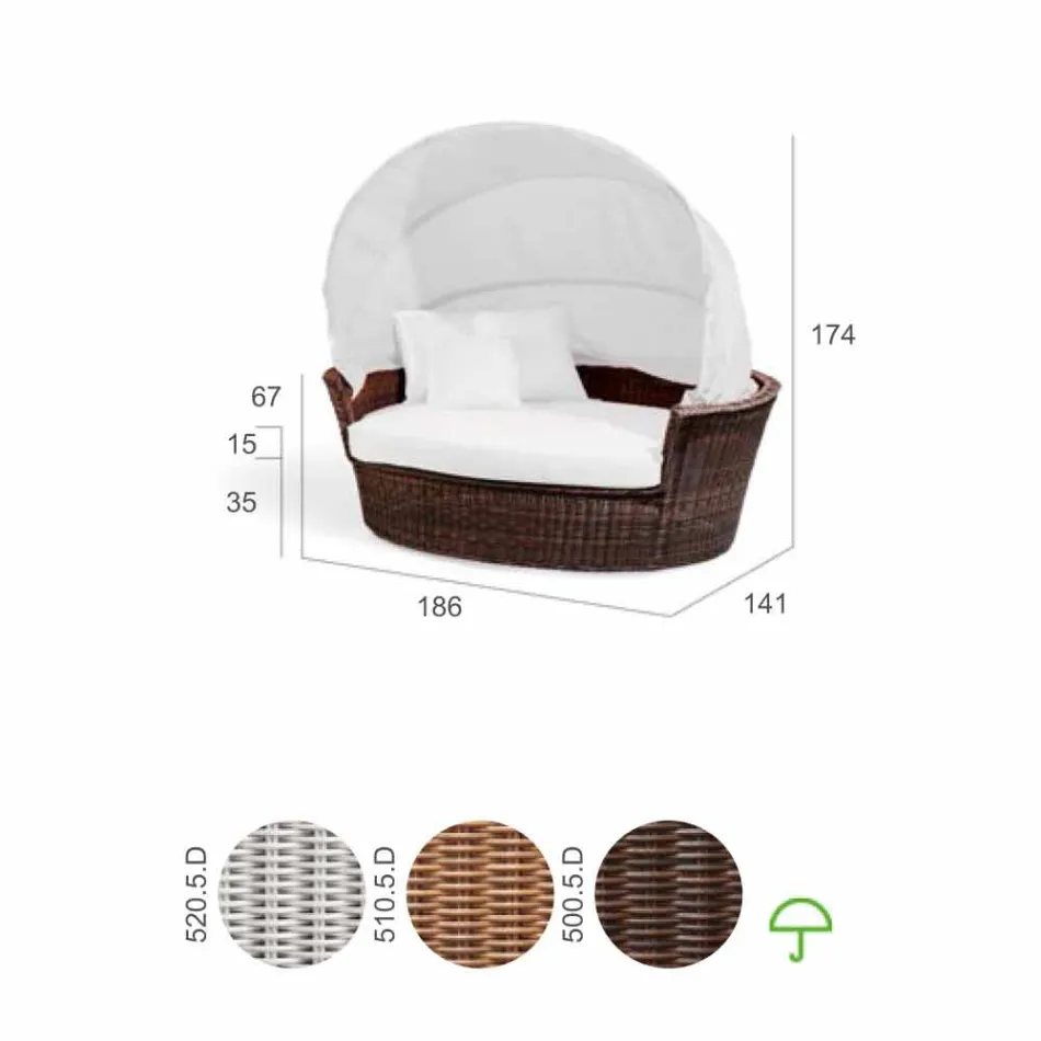 isla sofá de jardín relajante con Héctor hizo tejer a mano, de diseño moderno viadurini