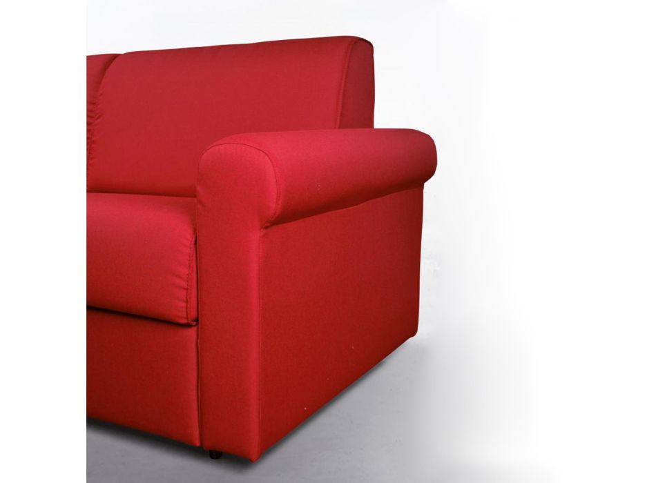 Sofá cama de 2 o 3 plazas en tela roja extraíble Made in Italy - Geneviev viadurini