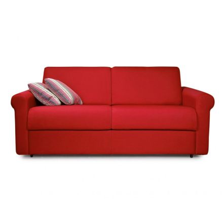 Sofá cama de 2 o 3 plazas en tela roja extraíble Made in Italy - Geneviev viadurini