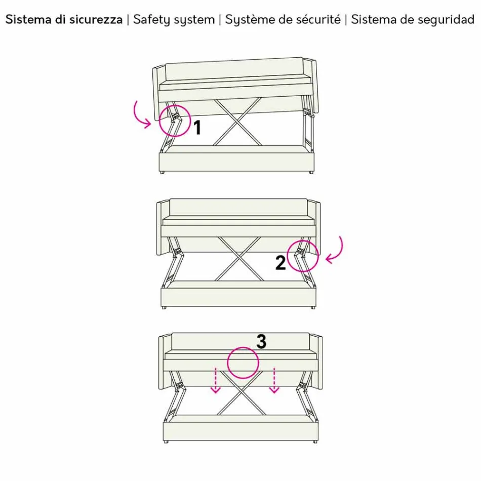 Sofá litera de diseño tapizado en tejido Made in Italy - Gretel viadurini