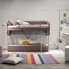 Sofá cama litera moderno de tela marrón Made in Italy - Pont viadurini