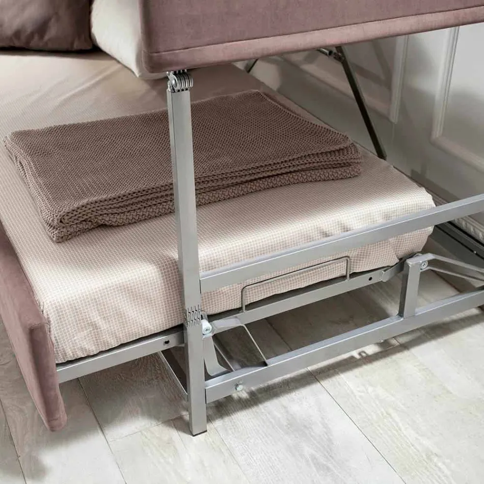Sofá cama litera moderno de tela marrón Made in Italy - Pont viadurini