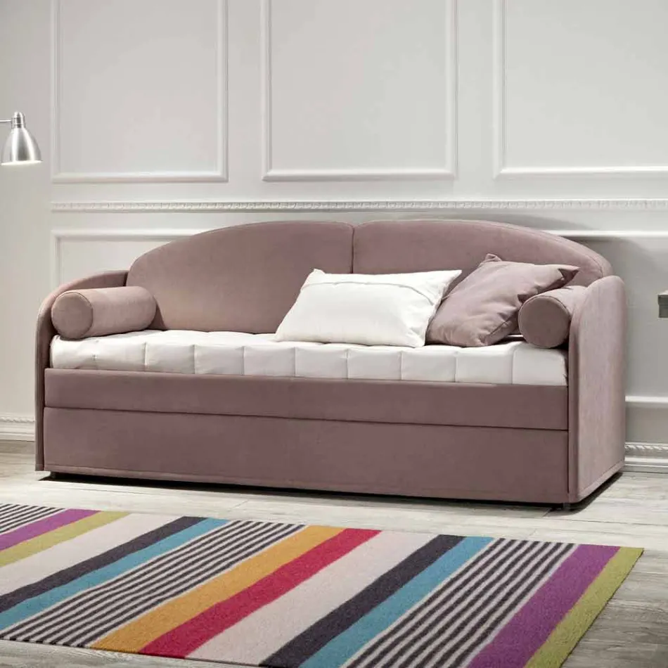 Sofá cama litera moderno de tela marrón Made in Italy - Pont viadurini