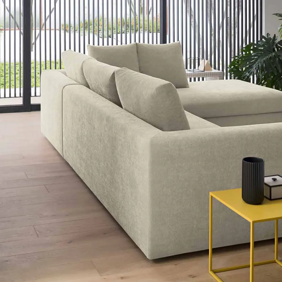 Sofá cama esquinero de diseño en tela beige Made in Italy - Ortensia viadurini