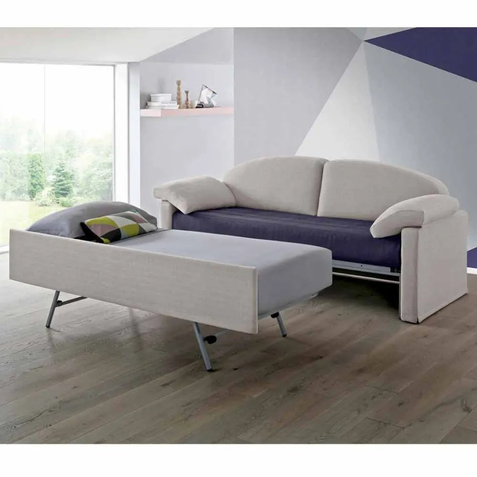 Sofá cama moderno tapizado en tela bicolor Made in Italy - Kayla viadurini