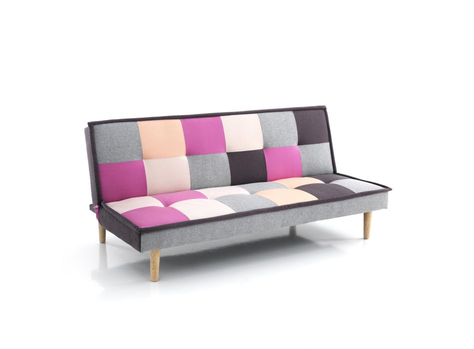 Sofá cama tapizado en tela multicolor - Carbono viadurini