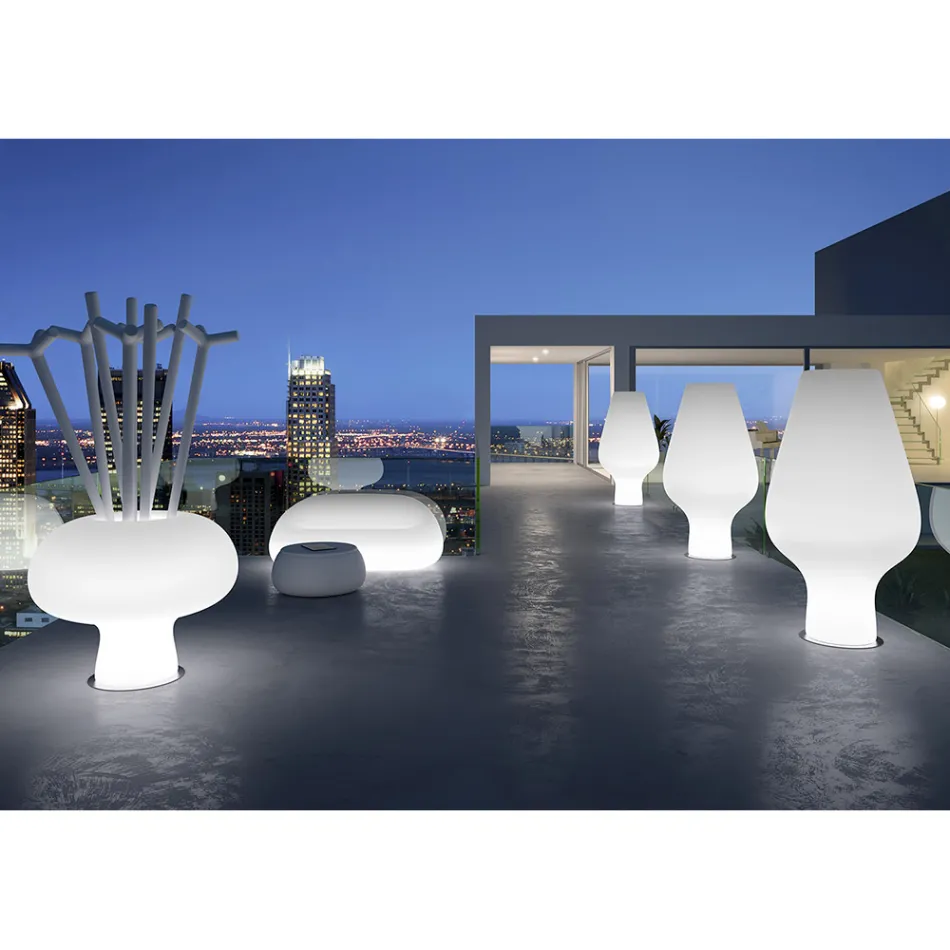 Sofá luminoso de exterior con luz LED en polietileno Made in Italy - Ervin viadurini