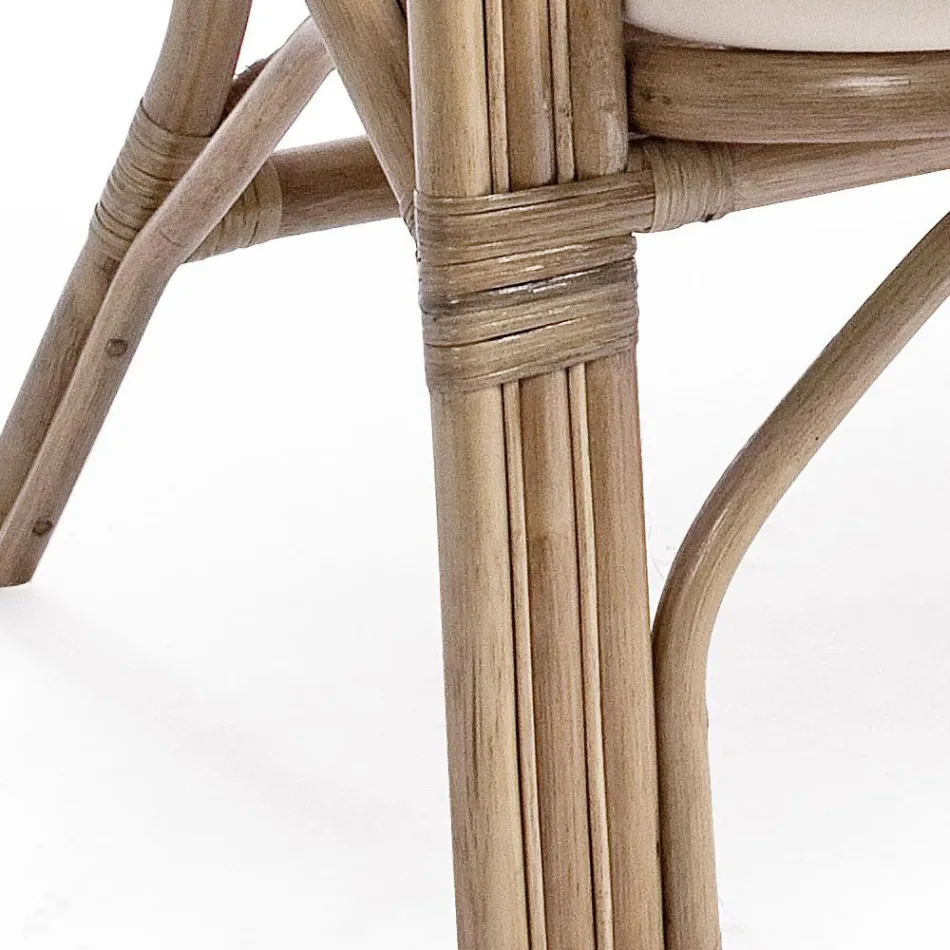 Sofá de exterior de 2 plazas para jardín en ratán con cojines blancos - Maurizia viadurini