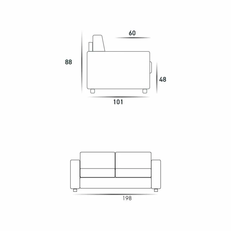 Tres plazas sofá moderno de cuero de diseño de imitación / tela hecha en Italia Mora viadurini