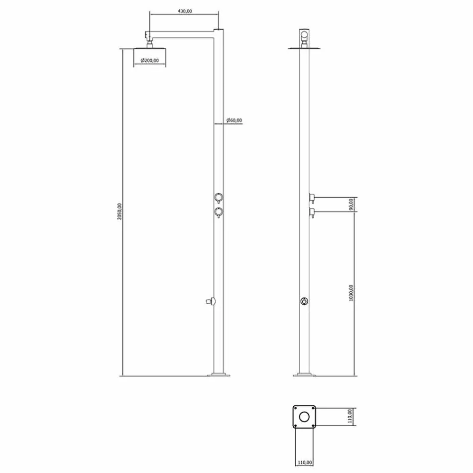 Ducha exterior de acero con lavapiés y temporizador Made in Italy - Modeo viadurini