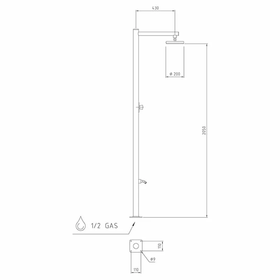 Ducha exterior de acero inoxidable con grifo temporizado Made in Italy - Modeo viadurini
