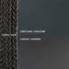 Mecedora de 2 plazas en metal y cuerda con asiento de tela Made in Italy - Mari viadurini