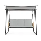 Columpio de exterior de 3 plazas en acero y reposabrazos de polirratán - Settle viadurini