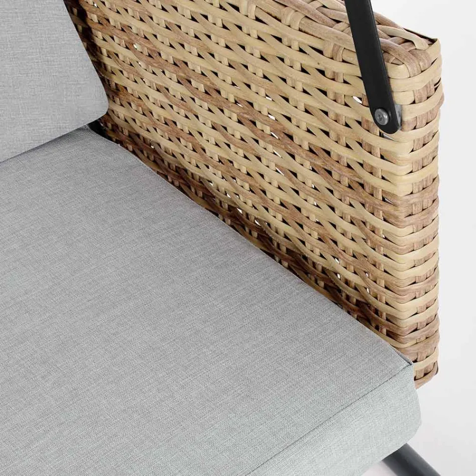 Columpio de exterior de 3 plazas en acero y reposabrazos de polirratán - Settle viadurini